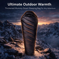 Ultralight Sleeping Bag for Camping, Waterproof Mummy Sleeping Bag, Winter Sleep #variant:Nightfall Black (600G)