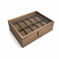 Watch Storage Box with Glass Lid Walnut for Collectors