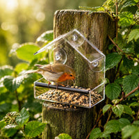Acrylic Bird Feeder Easy to Install Transparent Window Bird Feeder for Garden