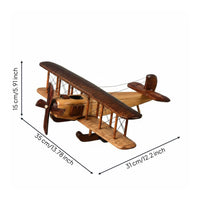 Wooden Biplane Model Rustic Finish Vintage Wood Airplane Decor Handmade Look