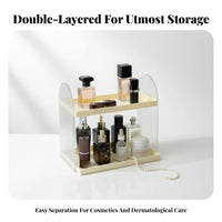 2-Tier Vanity storage-areasaving Makeup Organizer Large Capacity for Gift Givers