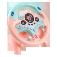 Children's Steering Wheel Toy with Pink Key, Battery Powered