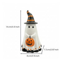 Freestanding Ghost Figurine with Pumpkin Painted Pumpkin Ghost Figurine Spooky Halloween Table Ornament Adorable for Party