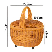 Lidded Picnic Basket Woven Design Wicker Picnic Basket Breathable