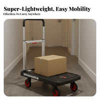 Space Saving Flatbed Hand Truck Quiet Wheels Foldable Platform Truck Multipurpose Flatbed Moving Trolley Heavy Duty for Warehouse Workers, Delivery Drivers, Stockroom, Workshop, Garage, Shopping