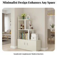 Standing Room Divider Multifunctional Partition Cabinet Privacy Screen Storage Unit Modern Stepped Design Suitable for Homeowners Students Bedroom