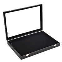 Black Jewelry Box with Compartments for Necklaces, Rings, Earrings, Bracelets, Dustproof with Lid