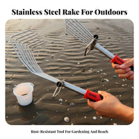 Clam Digging Rake Sturdy Stainless Steel Rake Handheld Clam Digger Lightweight Hand Tool Versatile for Beachcombers