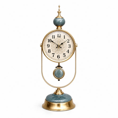 Silent Desk Clock Retro Analog Clock with Metal Frame Non-Ticking for Office