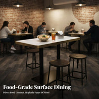 4-Seater Restaurant Table and Chairs Sintered Stone Top Commercial Furnishing sturdy Duty Easy to Clean for Canteens, Bistro