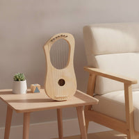 Unfinished Wooden Lyre Harp Kit Craft DIY Lyre Harp Kit Handmade Stringed Instrument Lightweight for Students