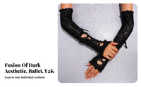 2 Pieces Fingerless lace-up limb sleeve Sleeves Balletcore Design and aesthetic Accessory