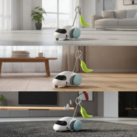 Toy Car with Feather Automatic Cat Teaser Wand Cat Toy with Wand Interactive Self-Moving for Cats, Indoor Play, Floor