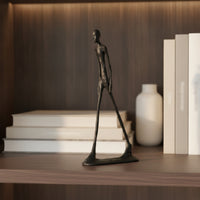 Abstract Human Figurine Cast Iron Abstract Human Statue Sculptural Figurine with Rectangular Base for Art Lovers, Simplicity Seekers, Console Table