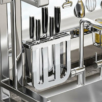 Dish Rack Kitchen Sink Organizer and Drainage Rack, Stainless Steel Kitchen Sink Rack with Cutting Board Holder, Multi-functional Space Saver
