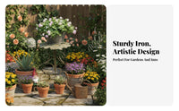 Butterfly Design Plant Stool Ornate Metalwork Garden Furniture Hollow-Carved Top
