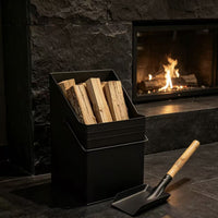 Indoor/Outdoor Fireplace Tool Set with Large Capacity Thickened Slanted Square Ash Bucket and Shovel