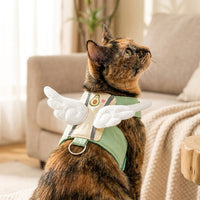 Cat Harness with Angel feathers, Breathable Mesh Vest Design, Adjustable Walking Harness for Outdoor Cat Walking and Exercise Activities