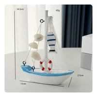 Mediterranean Design Boat Decor Handmade Miniature Sailboat Model Pre-Assembled