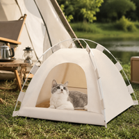 Waterproof Outdoor Cat House, Pet Tent with Removable Mat, All-Season Washable Fabric Coffee Cat House for Garden