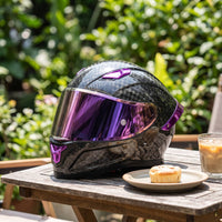 Carbon Fiber Complete Face Helmet | Aerodynamic, aerodynamically contoured, Carbon Fiber Helmet, for Street Riding