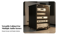 Professional Audio Rack Cabinet Organizer Heavy-duty Casters Lockable Wheels Perforated Panel Glass Door Suitable for Djs KTV Studio Home Theater