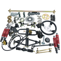 Custom Go-Kart with Triple Disc Brakes, Four Wheels, Front and Rear Suspension, Steering Wheel, 1m Rear Axle