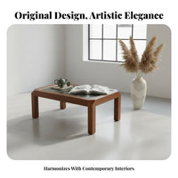 Vintage & look Low Table with Tiled Top Space-Saving low-height Coffee Table sturdy Construction Living Room Furnishing Easy Assembly for Apartment Dwellers, property owners, Interior Designers, Small areas, Lounge Area, Home Office, Bedroom