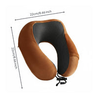 Soft Cover Memory Foam Neck Pillow Textured Panel U-Shaped Neck Pillow Drawstring Cord
