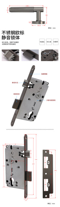 American Style Gold Door Lock, Zinc Alloy, Lever Handle, Silent