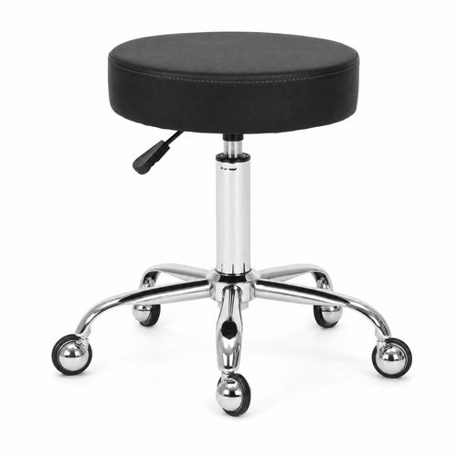 Adjustable Rolling Stool Padded Adjustable Stool with Wheels Cushioned Chair for Barbers, Barbershops