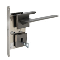 Modern Minimalist Square Handle Magnetic Door Lock with Key - Brushed Gray Quiet Wood Door Lock for Interior Rooms