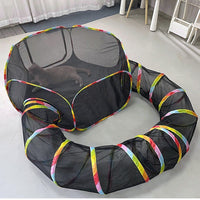 Foldable Cat Tunnel Set with Mesh Two-Piece Cat Rolling Cage Pet Supplies