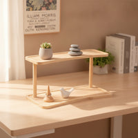 Simple Display Shelf with Two Tiers Space-Saving Wooden Display Shelf Minimalist Aesthetic for Desk