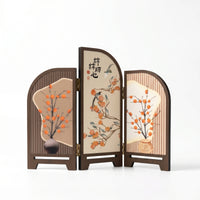 Desktop Folding Screen Hinged Decorative Partition Rounded Top Edges