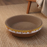 Sturdy Round Cat Scratcher Bowl Less Mess Round Cat Scratcher Bed Recyclable Material Corrugated Scratch Pad for Cats, Kittens