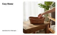 Woven Basket with Handles sturdy Woven Tote Box Waterproof for Bedroom, Kitchen