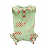 Collared Dog Jumpsuit Polka Spotted Pet Bodysuit Cute Ruffle Pet Romper for Daily Wear, Photo Photography