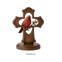 Cardinal Cross Ornament Sculpted Cross with Cardinal Rustic for Believers