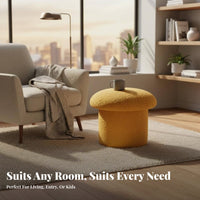 Round Sherpa Pouf Nordic design Low Stool Space-Saving Design for Parents, Adults