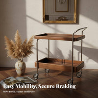 Foldable 2-Tier Rolling Cart Multi-Functional Wheeled Side Table Movable with casters Serving Trolley for Office Workers, Living Room, Bedroom, Kitchen
