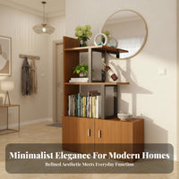 Standing Room Divider Multifunctional Partition Cabinet Privacy Screen Storage Unit Modern Stepped Design Suitable for Homeowners Students Bedroom