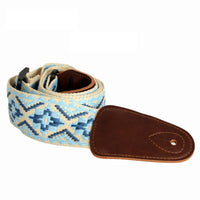 Guitar Strap with Leather Ends Jacquard Woven Guitar Strap Stylish for Live Performance