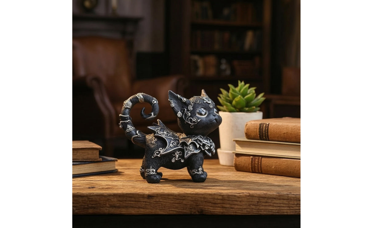 Cat Figurine Ornate Cat Statue Resin Animal Sculpture for Collectors, Bookshelf, Mantel, Garden
