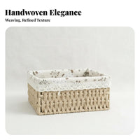 clothLined Woven Container With Handles Handled Utility Carrier Handmade