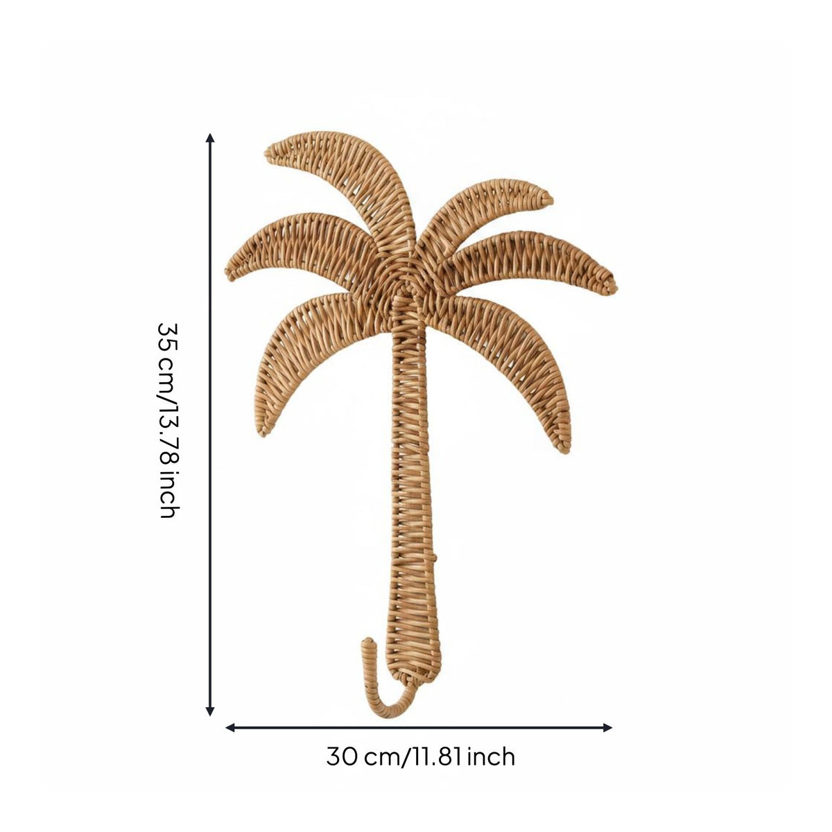 Rattan Palm Wall Rack Handmade Palm Tree Wall Hook Decorative Home Decor for Entryway, Hallway, Bedroom