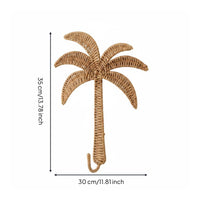 Rattan Palm Wall Rack Handmade Palm Tree Wall Hook Decorative Home Decor for Entryway, Hallway, Bedroom