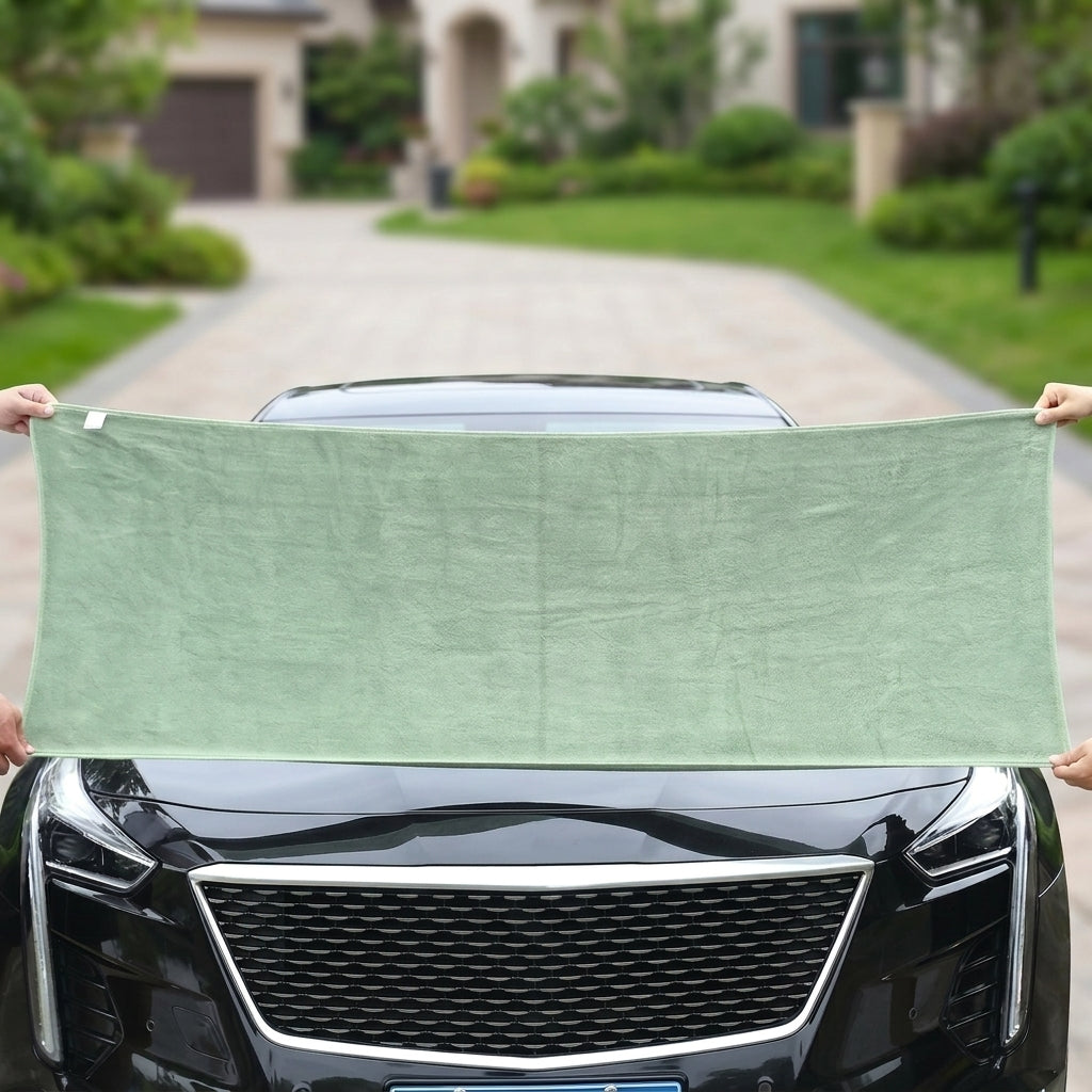 600 GSM Car Drying Towel with Microfibre Cloth, Green Coral Fleece Microfiber Cloths for Car Wash, Microfiber Cloths for Paint