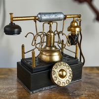 Creative Vintage Telephone Decor Sturdy Decorative Phone with Rotary Dial Sturdy Industrial Telephone Model Stable for Office Desk, Photo Studio