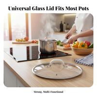 Universal Glass Pot Lid Anti-Scald Handle Universal Pan Lid Steam Vent Replacement Cookware Cover for Kitchen